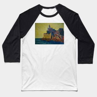 Oil Painting - San Pietro Church at Sunset. Portovenere, Italy Baseball T-Shirt